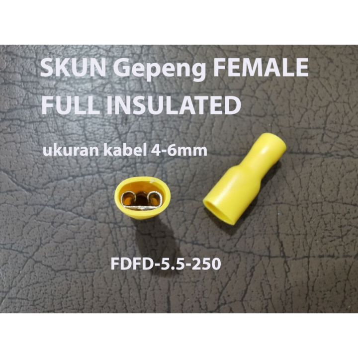 Skun Gepeng Female FDFD 5 5 250 KUNING FULL INSULATED Skun Kabel