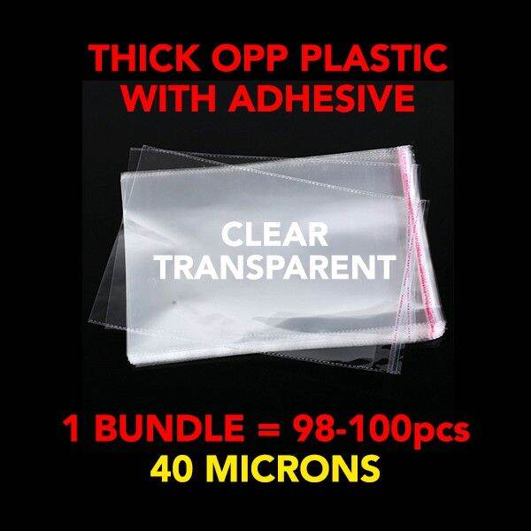 THICK Clear OPP Plastic With Adhesive Transparent Packaging 40 Microns