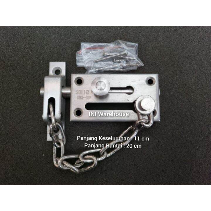 SOLIGEN Grendel Slot Rantai Untuk Pintu 4 Inch Full Stainless Steel