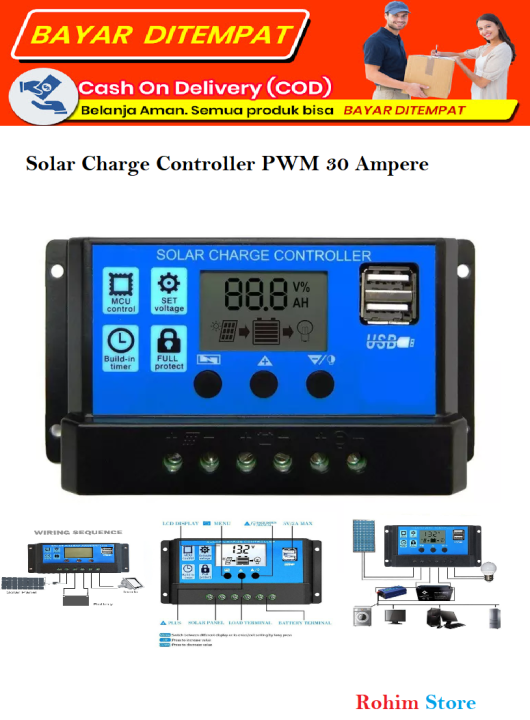 Scc Solar Charge Controller Pwm Ampere Panel Surya Solar Panel