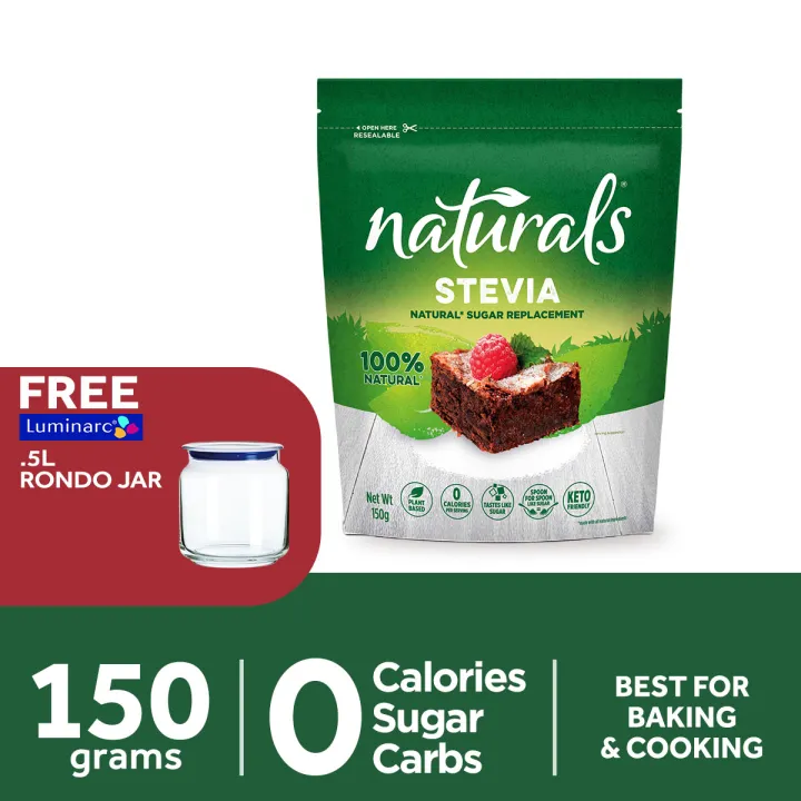 NATURALS STEVIA 1 Pack X 150g With FREE Luminarc 5L Rondo Jar 100