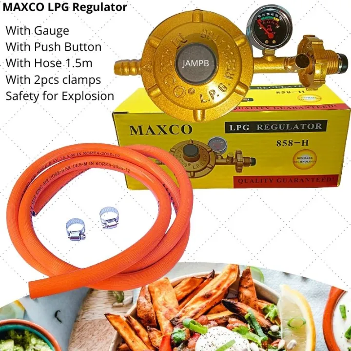 Maxco Lpg Regulator With Gauge With Push Button With Free Hose M