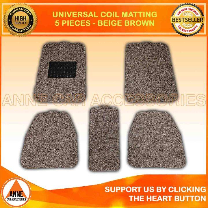 Black UNIVERSAL SPAGHETTI COIL MATTING 5pcs SET Car Mat Floor