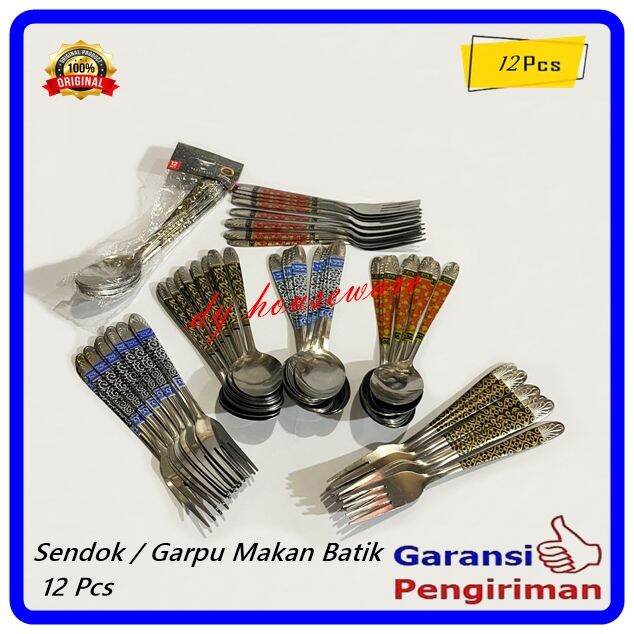 Sendok Makan Garpu Makan Motif Batik Stainless Isi 12 Pcs Stainles