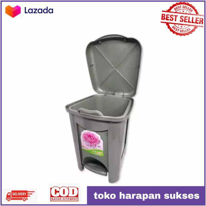 Tempat Sampah Injek Livina Dust Bin Silver Sl Plastic Kecil Lazada