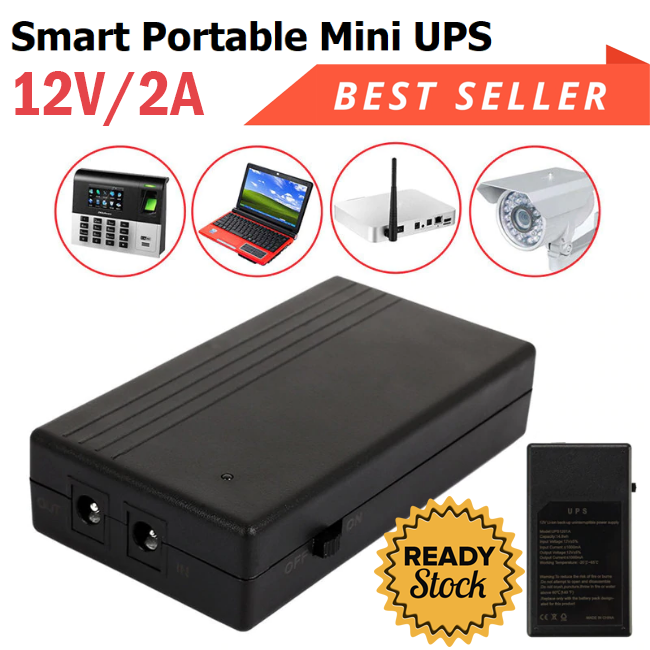 Smart Portable Mini UPS 12V 2A 2000mAh Power Supply Darurat Portabel