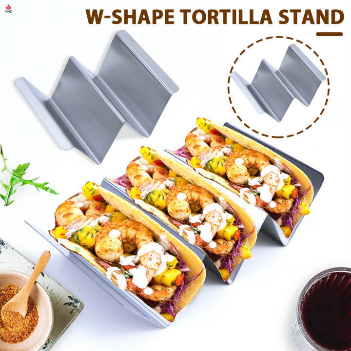 End Stainless Steel Tacos Holder W Shaped Tortilla Stand Multipurpose