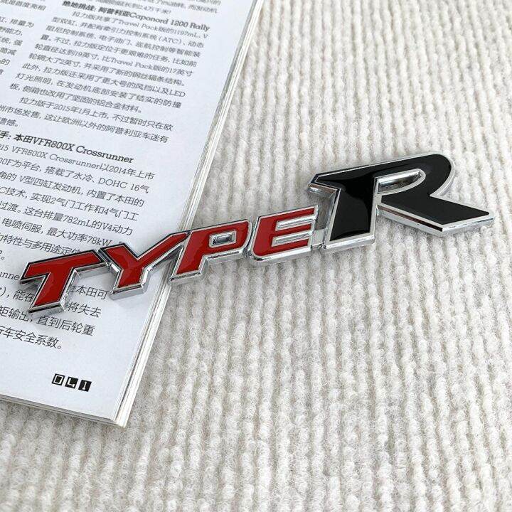 3D Metal Car Front Grille Emblem Type R Logo Decal For Honda CIVIC FD2