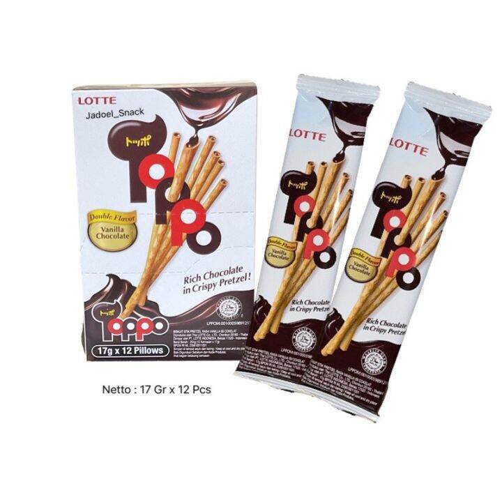 Lotte Toppo Stik Rasa Vanila Isi Cokelat Kemasan Box Pcs X Gr