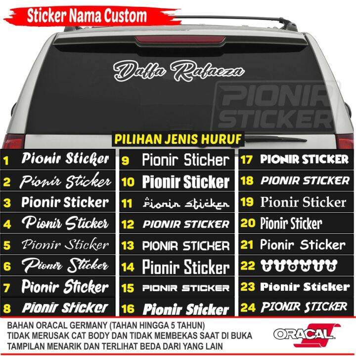 Stiker Kaca Mobil Nama Custom Cutting Sticker Body Dan Kaca Mobil Nama