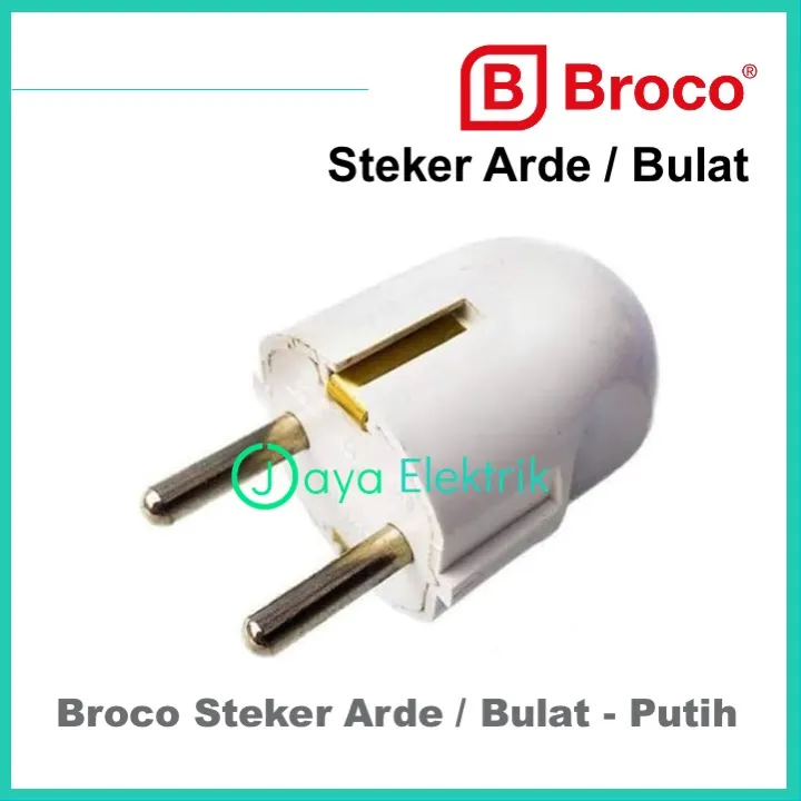 Broco Steker Arde P Putih White Two Pole Plug Steker