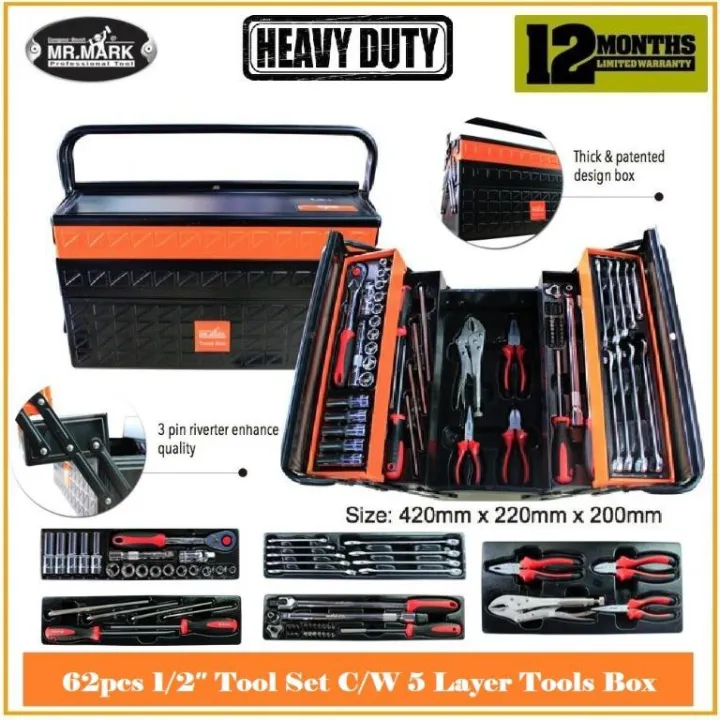 Mr Mark Pcs Dr Socket Tool Set With Layer Tools Box