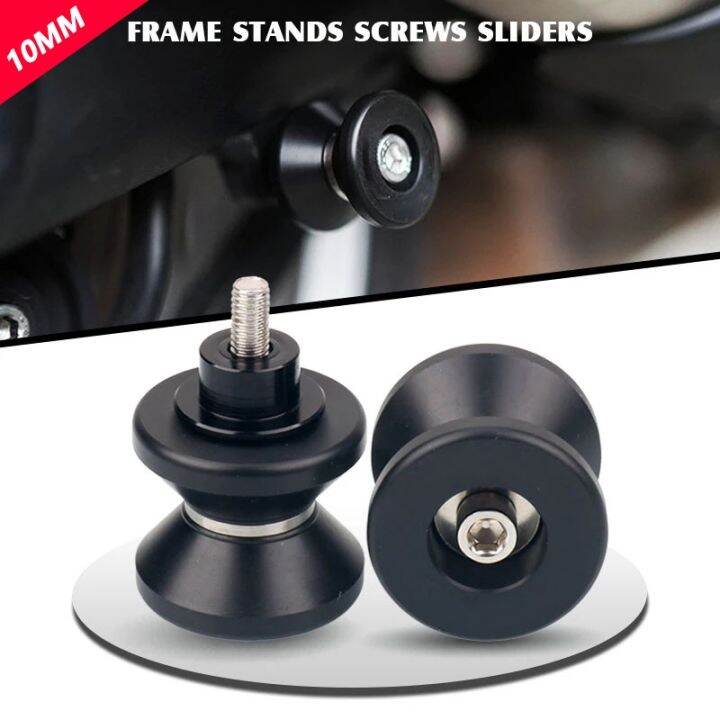 Motorcycle CNC Aluminum Frame Stands M10 Screws Sliders Swingarm Spools