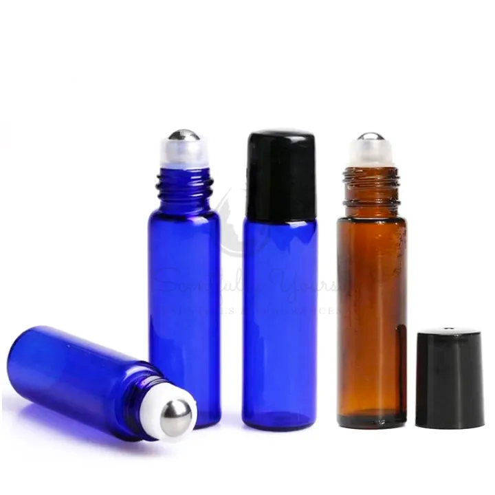 10ml Amber Cobalt Blue Roller Glass Bottle With Steel Ball Roller