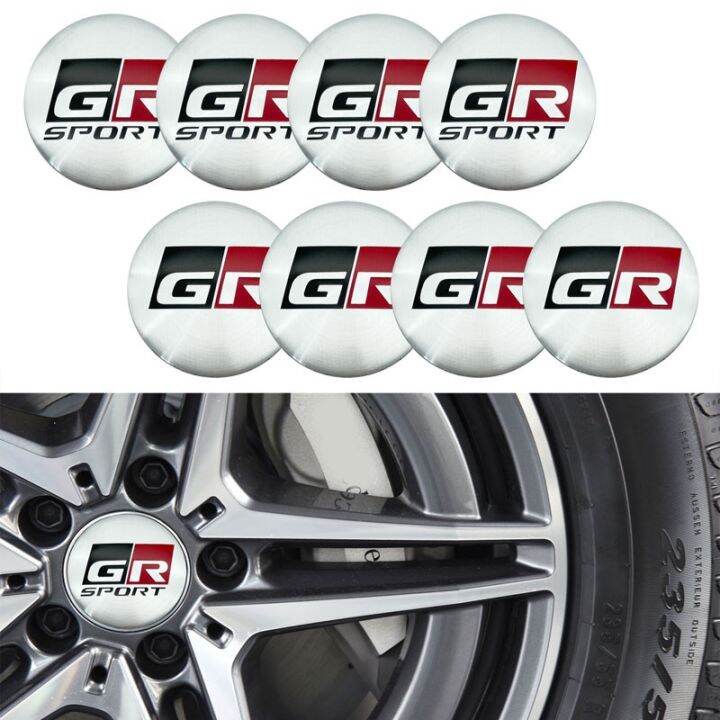 LAIFU 4Pcs GR Sport Logo Car Wheel Center Stickers Hub Cap Decal Auto