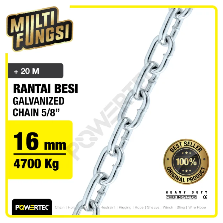 Rantai Besi Galvanis 5 8 16mm Galvanized Chain POWERTEC Karung