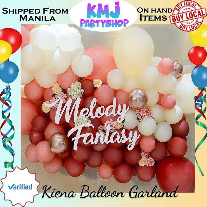 Kiena Balloon Garland Arch Kit Red Cream Rose Dusty Pink Latex