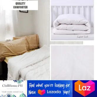 Chillhomeph Plain White Comforter Duvet Filler Alternative Bed