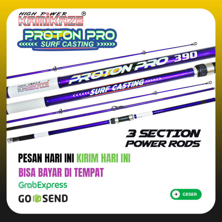 KAMIKAZE Joran Spinning PROTON PRO SURF Sambung 3 Carbon Kaku 390CM