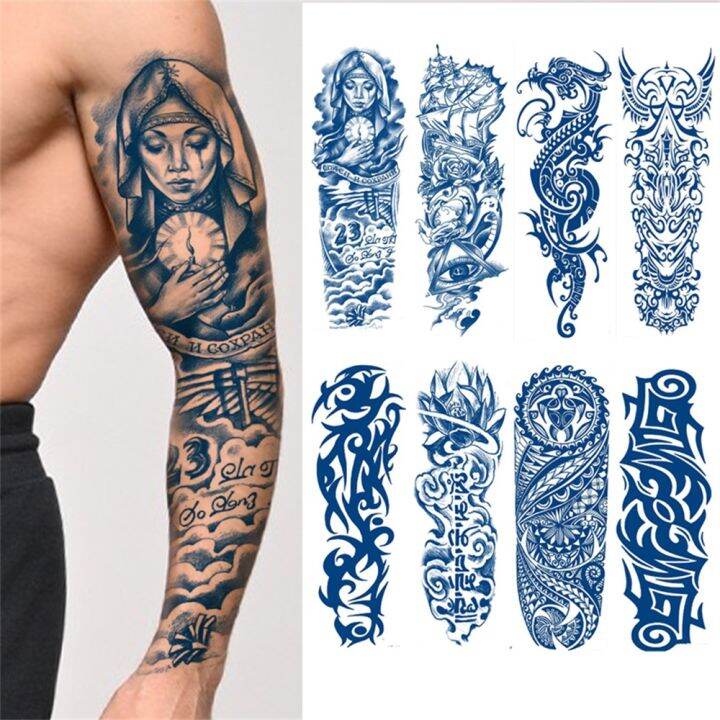 Full Arm Sleeve Temporary Tattoo Sticker Realistic Juice Ink Waterproof