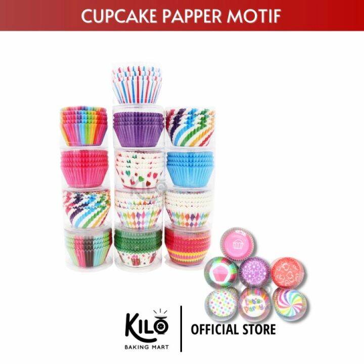 Paper Cup Cupcake Muffin Cake Case List Kertas Alas Motif Anti Lengket