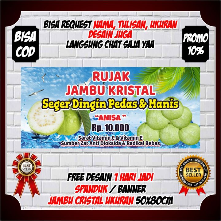 Spanduk Jualan Rujak Jambu Kristal Keren Berkualitas Ukuran X Cm