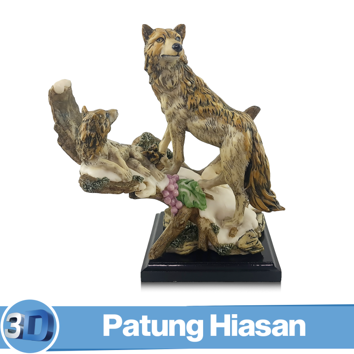 Good Spot Patung Hiasan Polystone Serigala Statue Patung Hewan EK SP