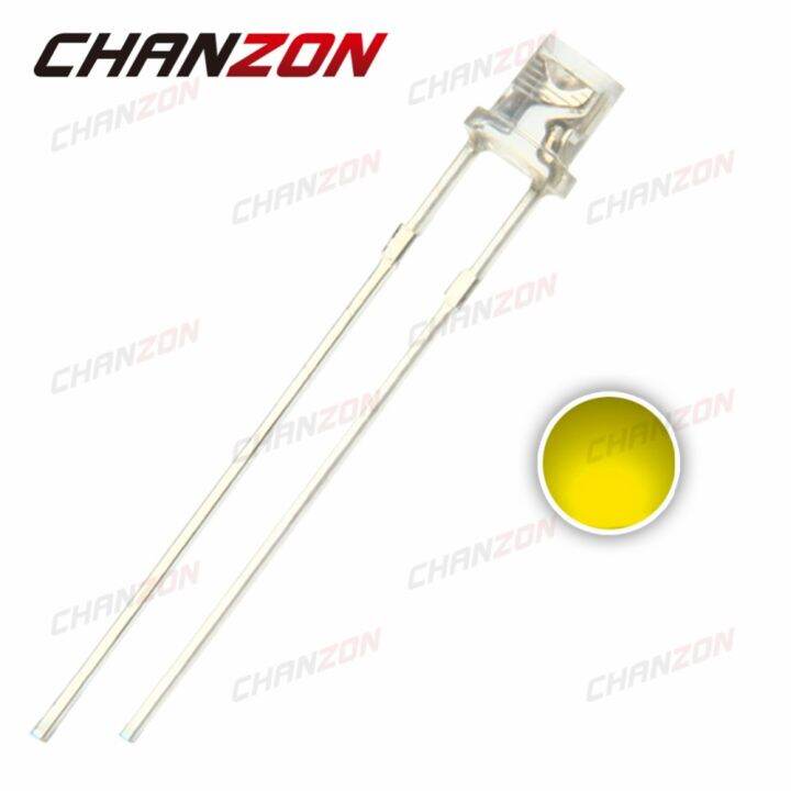 Chanzon 100pcs 3mm Flat Yellow Led Diode Water Clear Transparent 3 Mm