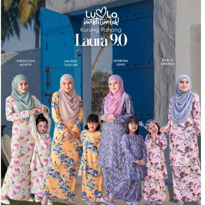 Luvla Baju Kurung Pahang Laura 9 0 Mosscrepe Ironless Sedondon Ibu