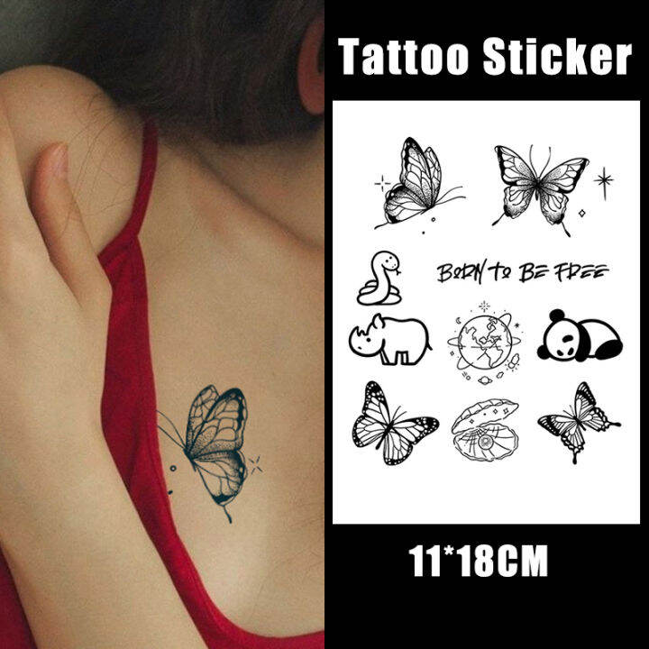 Butterfly Tattoo Sticker Waterproof Long Lasting Minimalist Tattoo Fake