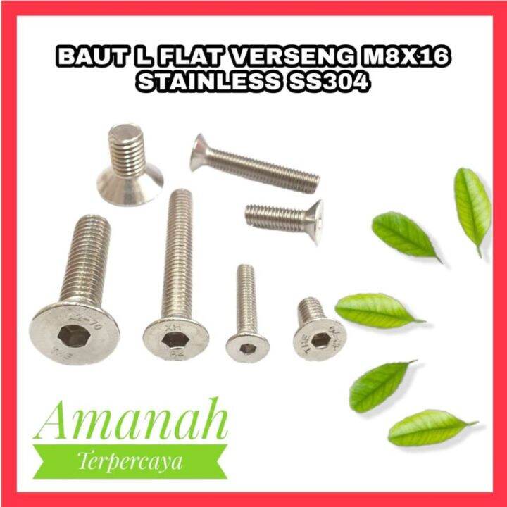 Baut L Verseng Stainless M X Flat Ss M X M X Ss Pcs