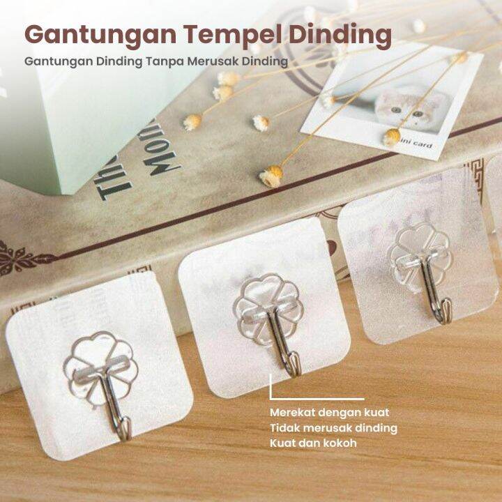 PAKET 5 PCS Gantungan Tempel Kuat Multifungsi Hook Tempel Dinding