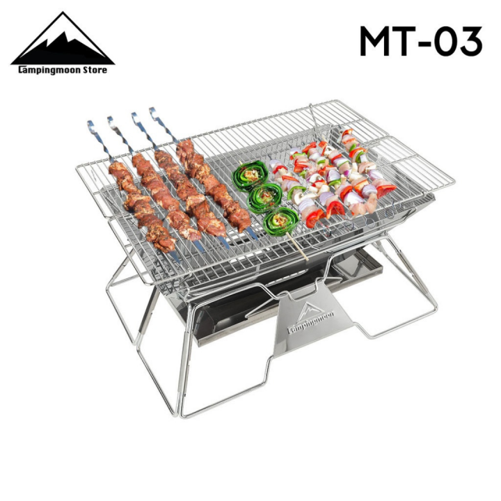 Campingmoon Mt Stainless Steel Portable Camping Fire Pit Foldable