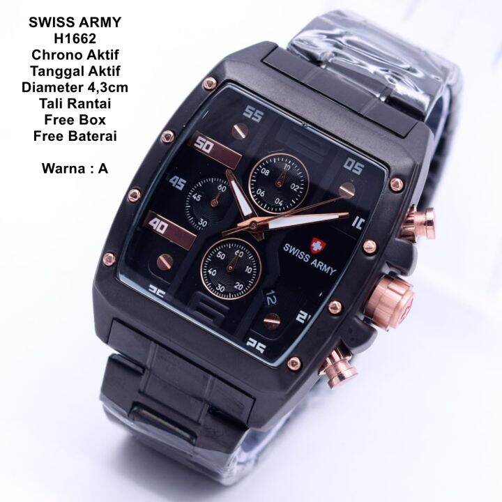 JAM TANGAN PRIA SWISS ARMY CHRONO AKTIF SPORTY FULL STAINLESS TANGGAL