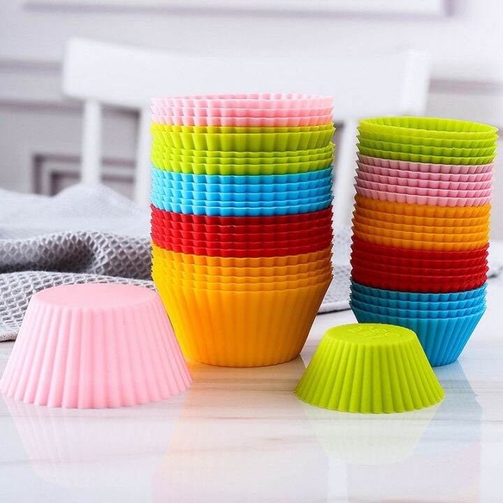 12pcs Silicone Cup Cake Mould Heat Resistant Non Stick Cupcake Baking