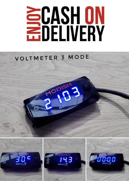 Voltmeter Jam Digital Temperatur Suhu 3 In 1 Digital Voltmeter Motor