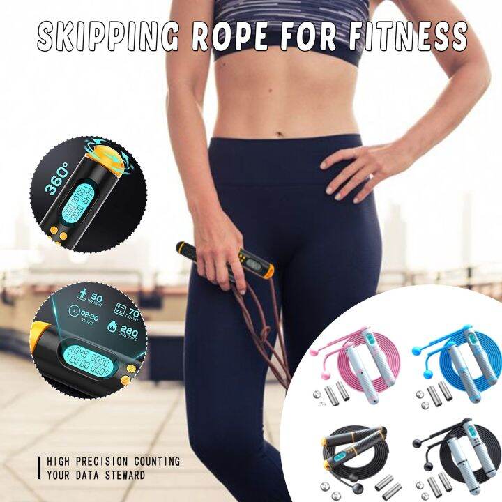 Skipping Rope With Digital Calorie Counter Weight Speed Ropes Cordless