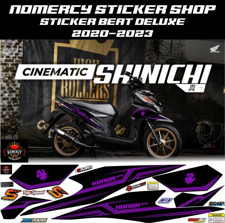 STRIPING DELUXE HITAM UNGU HONDA BEAT NEW VARIASI STIKER BEAT BARU