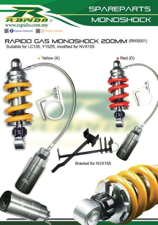 Rapido Yamaha Nvx Modified Monoshock Bracket With Gas Monoshock Red