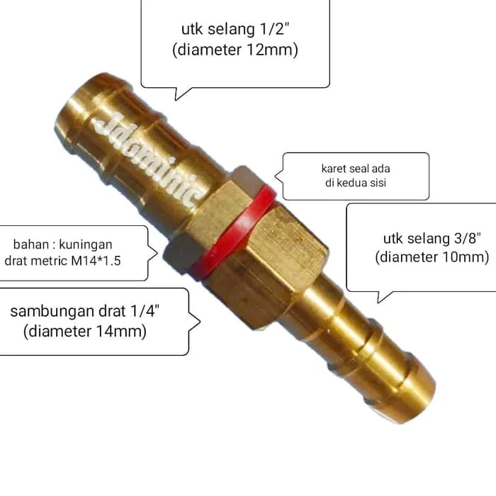 Sambungan Selang Air Ke Selang Inchi Logam Kuningan Hose Joint