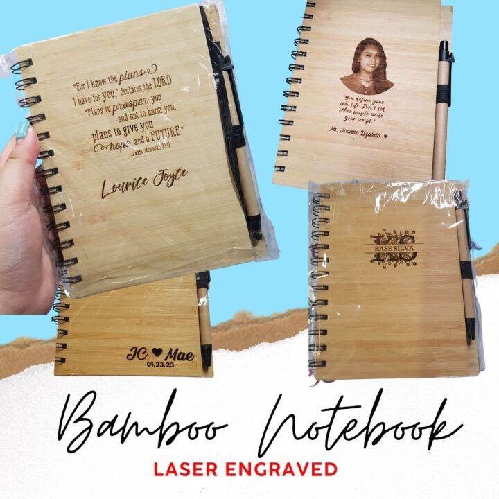 Personalized Bamboo Notebook With Pen ENGRAVED Wooden Notebook Lazada PH