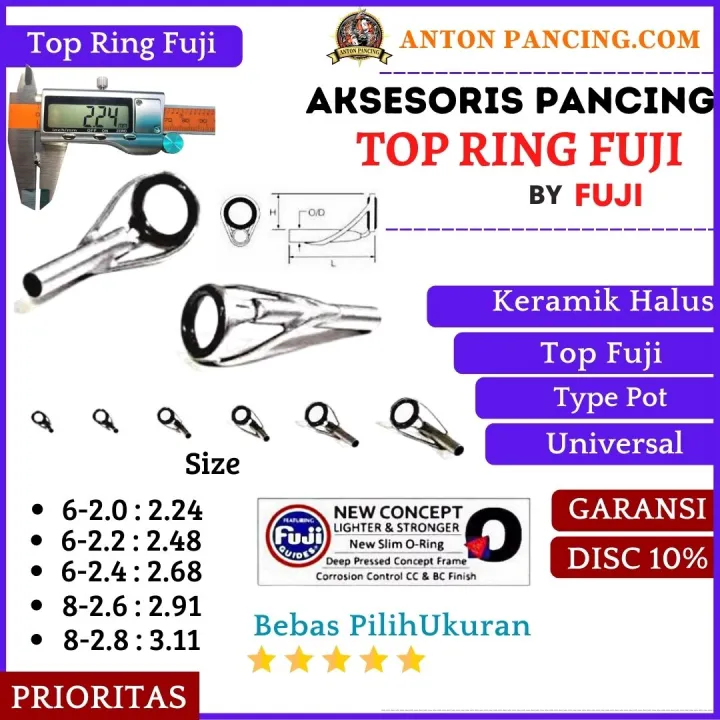 Top Ring Guide Fuji Mamarit Untuk Joran Pancing Lengkap Dengan Ukuran