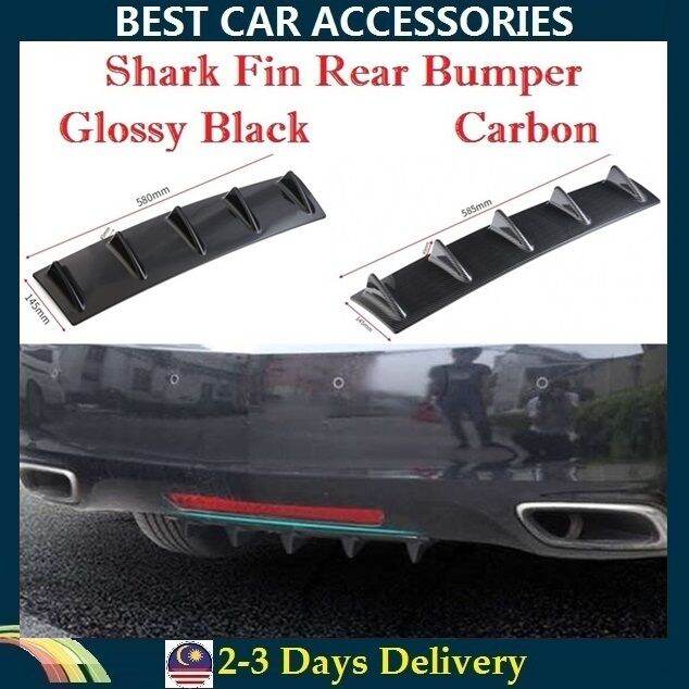 Universal Rear Bumper Chassis Spoiler Shark Deflector Black Carbon Abs