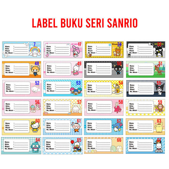 Label Book Seri Sanrio Jual Per Pcs Sticker Nama Buku Jadwal