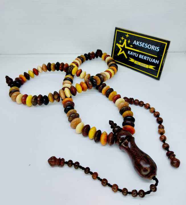 Tasbih 100 Butir Kombinasi Kayu Bertuah Model Pipih Lazada Indonesia