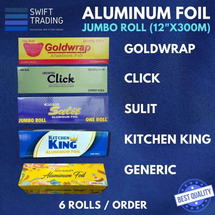 Aluminum Foil 1 Box 6 PCS Jumbo Roll 12 X 300m Sulit Click