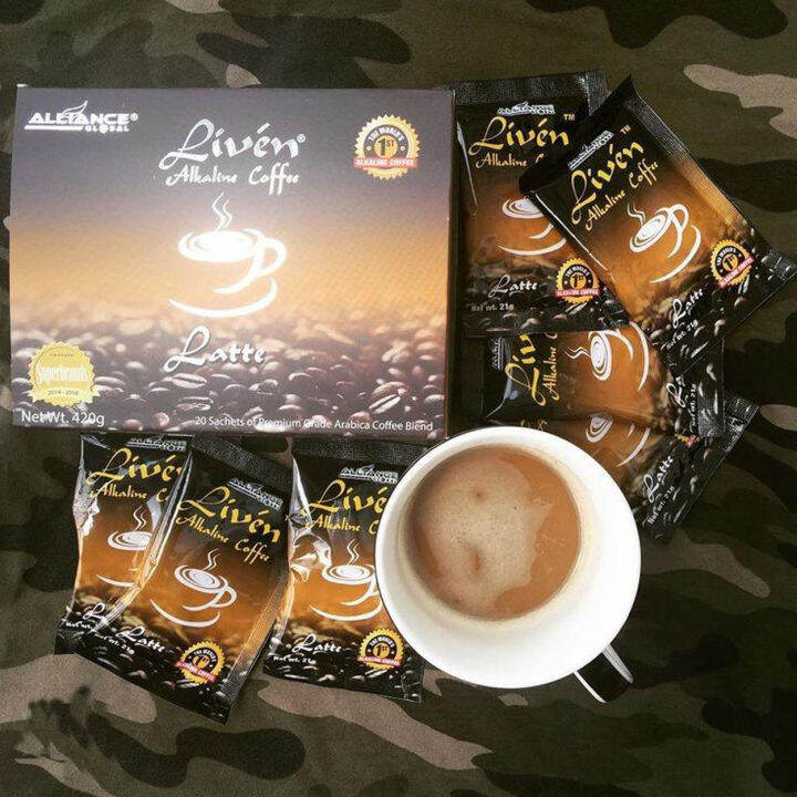 Aim Global LIVEN Alkaline Coffee Latte Cappucino 5 Sachets Authentic