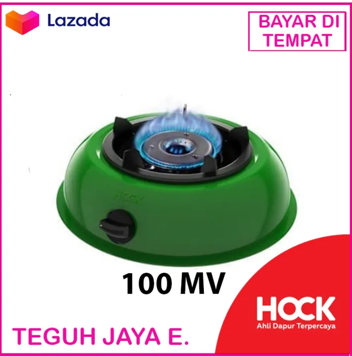 HOCK 100MV Kompor Gas 1 Tungku Mutiara Silver BURNER ASLI KUNINGAN