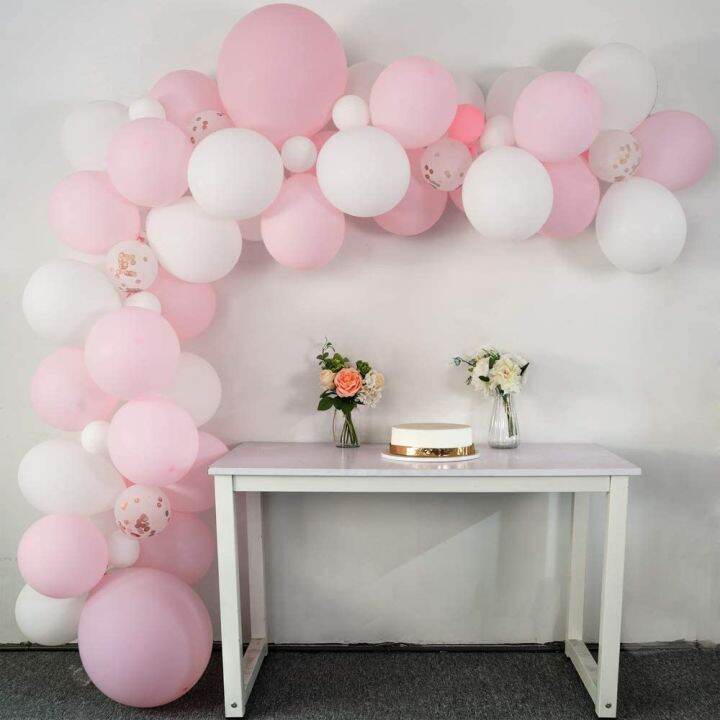 Kiena 12 FT Balloon Garland Arch Kit 96Pcs With Pink White Confetti