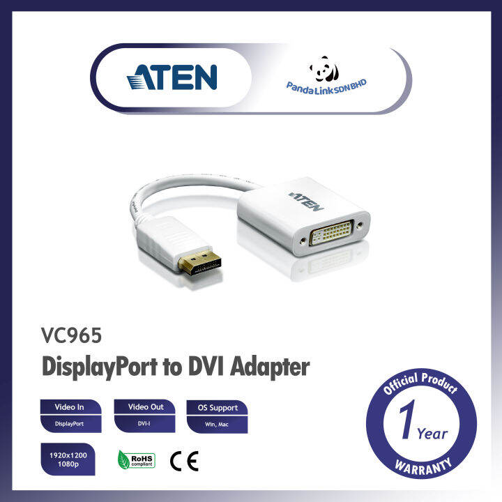 Aten Vc Displayport To Dvi Adapter Lazada